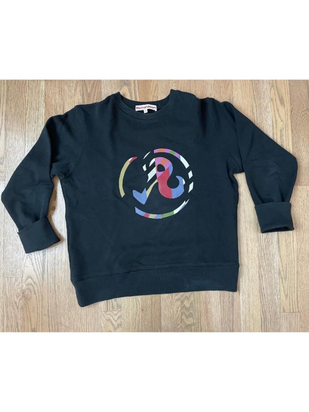 Richardson Black Multicolor Logo Crewneck Sweatshirt S